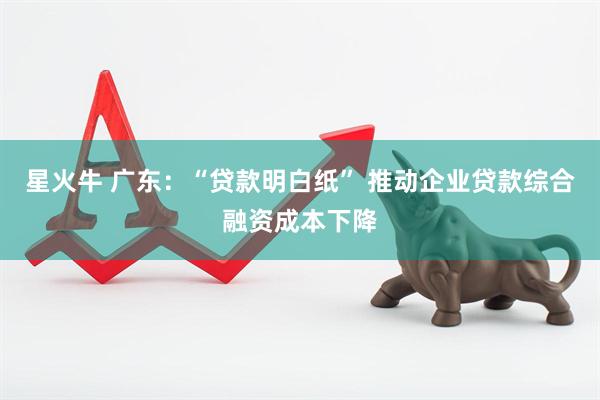 星火牛 广东：“贷款明白纸” 推动企业贷款综合融资成本下降