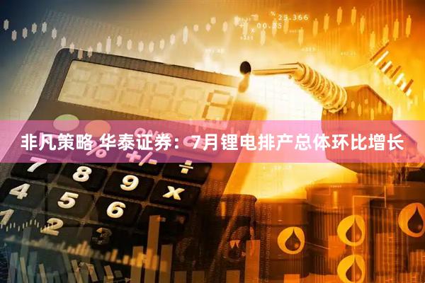 非凡策略 华泰证券：7月锂电排产总体环比增长